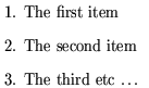 Example of enumerate
					environment to display a numbered list