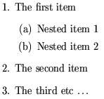 Example of nested lists